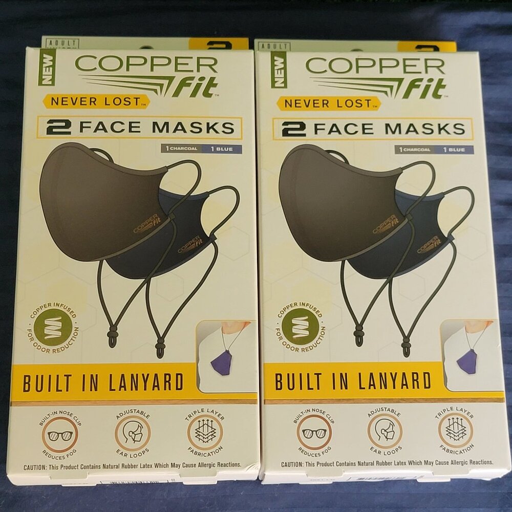 Copper Fit Never Lost Facemasks 2 Boxes 4 Masks Total